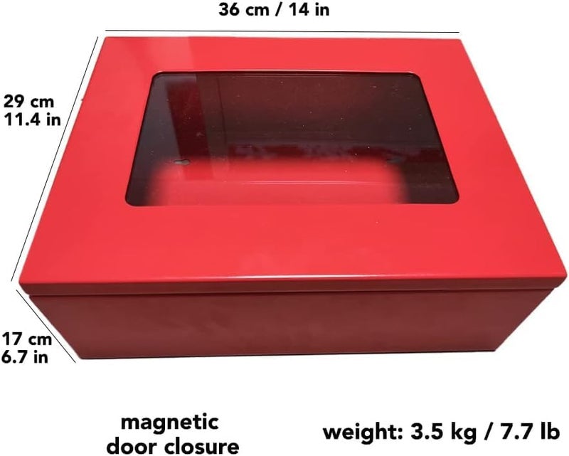 ISOP AED Defibrillator Storage Cabinet | Wall Mounted First Aid Box | Universal Cabinet for Emergency Equipment, Fire Ladder, Evacuation Set or Rescue Survival Kit | Emergency Escape Ladder Locker RED - Image 2